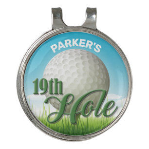 Personalized NAME Golfer Golf Pro Ball 19th Hole Golf Hat Clip