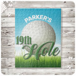 Personalized NAME Golfer Golf Pro Ball 19th Hole Jigsaw Puzzle<br><div class="desc">Personalize this truly unique,  one-of-a-kind Custom Name Golfer Golf Course Club Golfing 19th Hole Gift. Perfect addition to your retro home and office decor! Personalized with your Name or Custom Text! The coolest greenest grassiest golfing clock around! Back Nine - Birdie - Fairway - Gold Ball</div>