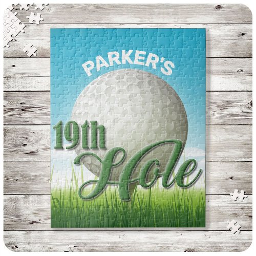 Personalized NAME Golfer Golf Pro Ball 19th Hole Jigsaw Puzzle