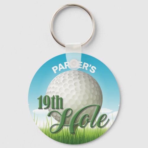 Personalized NAME Golfer Golf Pro Ball 19th Hole Keychain