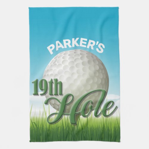 Personalized NAME Golfer Golf Pro Ball 19th Hole Kitchen Towel