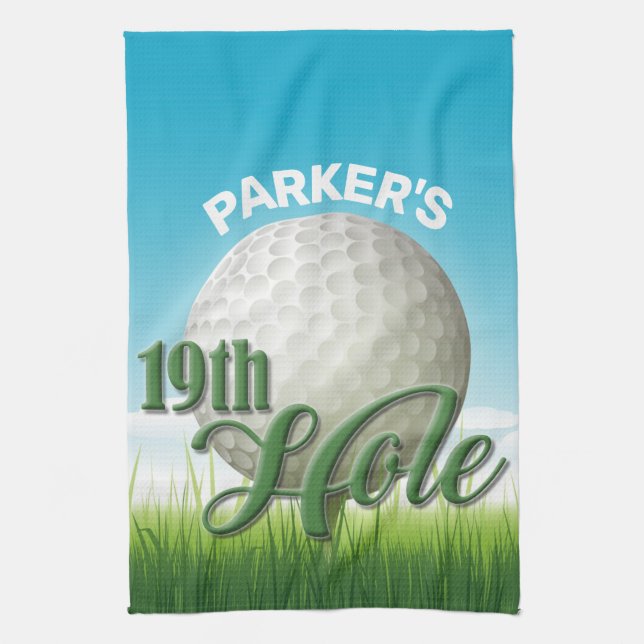 Personalized NAME Golfer Golf Pro Ball 19th Hole Kitchen Towel (Vertical)