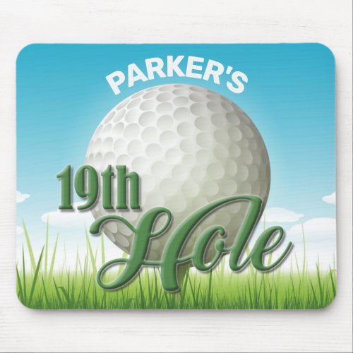 Personalized NAME Golfer Golf Pro Ball 19th Hole Mouse Pad