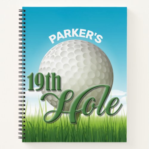 Personalized NAME Golfer Golf Pro Ball 19th Hole Notebook