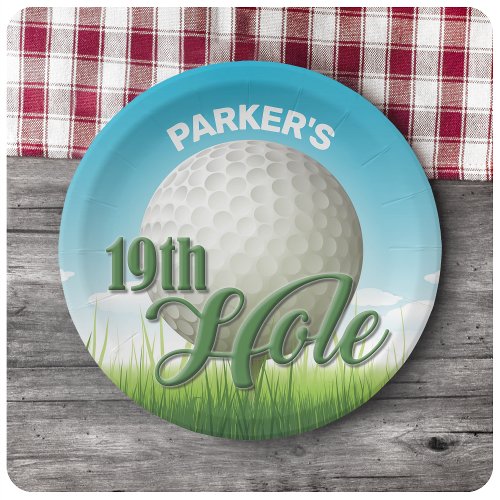 Personalized NAME Golfer Golf Pro Ball 19th Hole Paper Plates