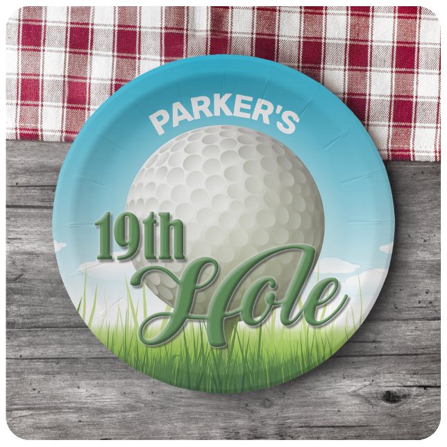 Personalized NAME Golfer Golf Pro Ball 19th Hole Paper Plates (Creator Uploaded)