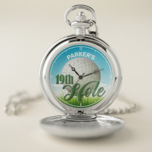 Personalized NAME Golfer Golf Pro Ball 19th Hole Pocket Watch
