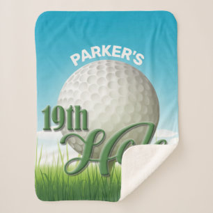Personalized NAME Golfer Golf Pro Ball 19th Hole Sherpa Blanket