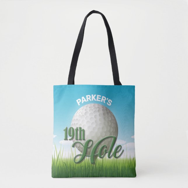 Personalized NAME Golfer Golf Pro Ball 19th Hole Tote Bag (Front)