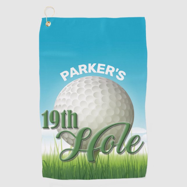 Personalized NAME Golfer Golf Pro Ball 19th Hole Towel (Front)