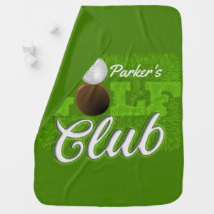Personalized NAME Golfer Green Golf Course Club Baby Blanket