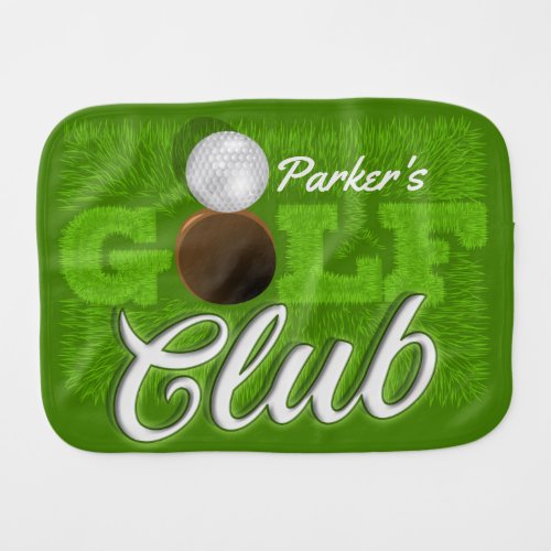 Personalized NAME Golfer Green Golf Course Club Baby Burp Cloth
