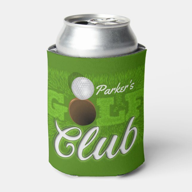 Personalized NAME Golfer Green Golf Course Club Can Cooler (Can Front)