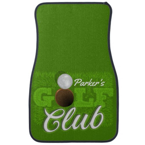 Personalized NAME Golfer Green Golf Course Club Car Floor Mat