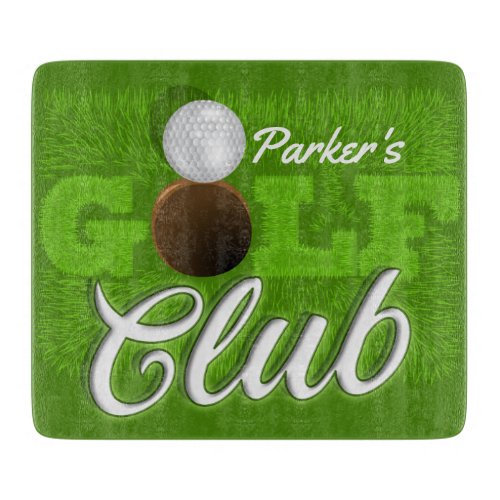Personalized NAME Golfer Green Golf Course Club Cutting Board