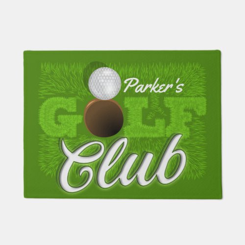 Personalized NAME Golfer Green Golf Course Club Doormat