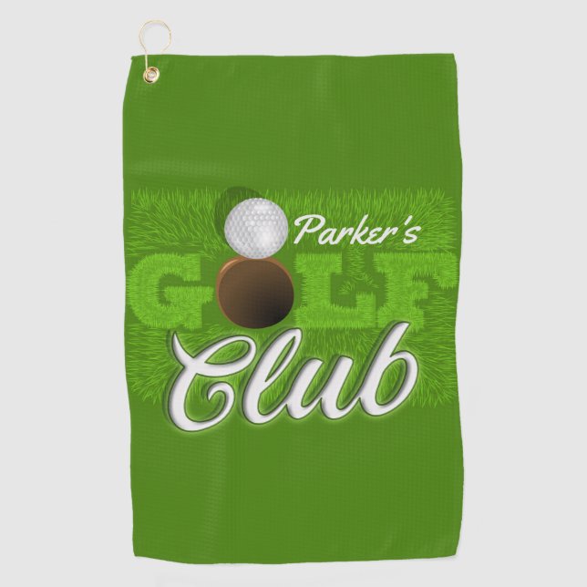 Personalized NAME Golfer Green Golf Course Club Golf Towel (Front)
