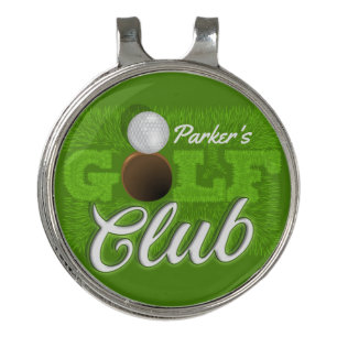 Personalized NAME Golfer Green Golf Course Club Hat Clip