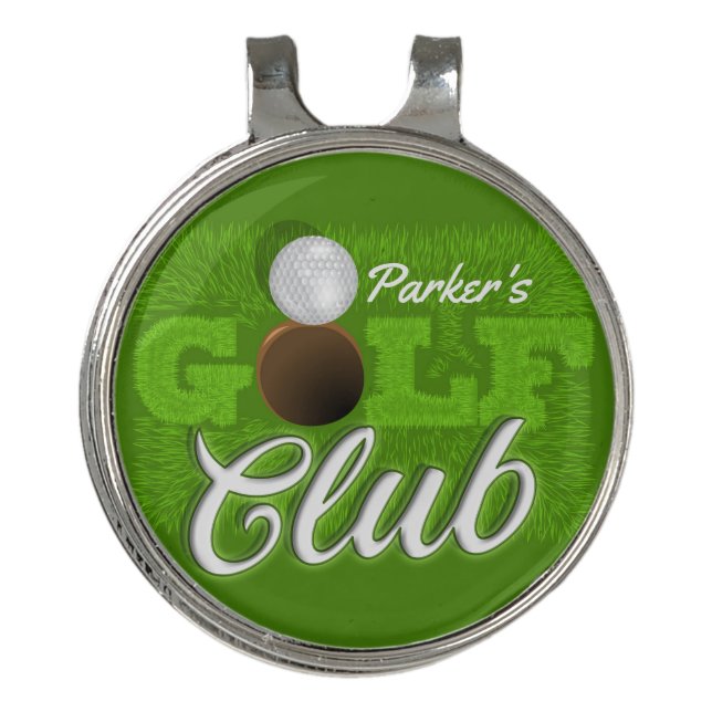 Personalized NAME Golfer Green Golf Course Club Hat Clip (Front)
