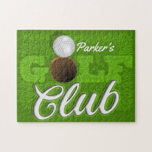 Personalized NAME Golfer Green Golf Course Club Jigsaw Puzzle