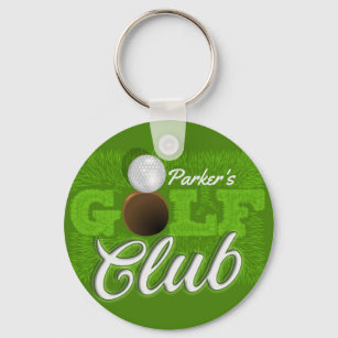 Personalized NAME Golfer Green Golf Course Club Keychain