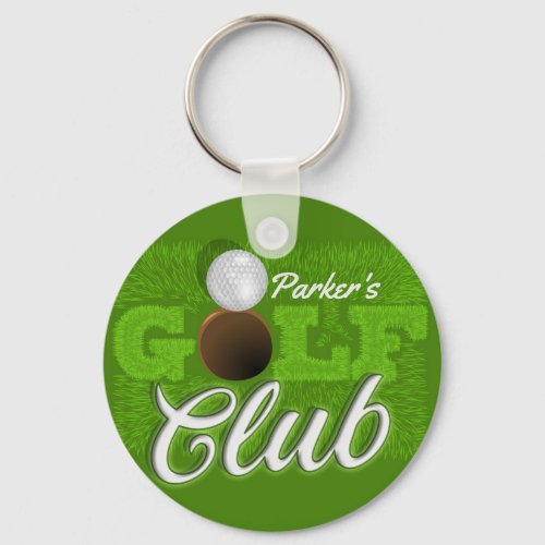 Personalized NAME Golfer Green Golf Course Club Keychain