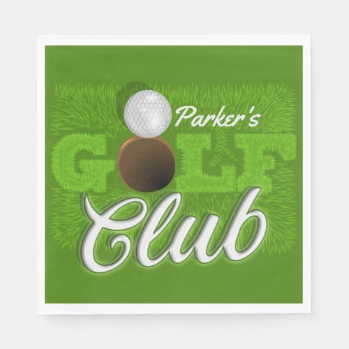 Personalized NAME Golfer Green Golf Course Club Napkins