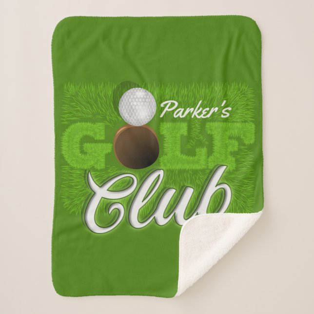 Personalized NAME Golfer Green Golf Course Club Sherpa Blanket (Front)