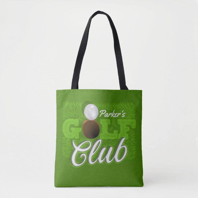 Personalized NAME Golfer Green Golf Course Club Tote Bag (Front)