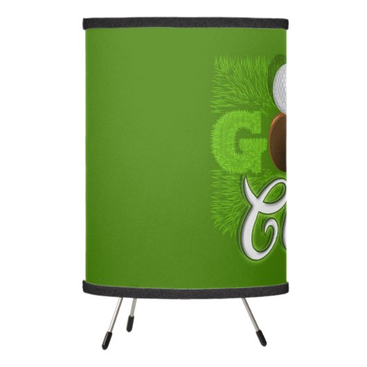 Personalized NAME Golfer Green Golf Course Club Tripod Lamp (Left)