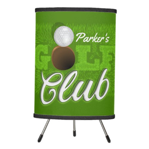 Personalized NAME Golfer Green Golf Course Club Tripod Lamp