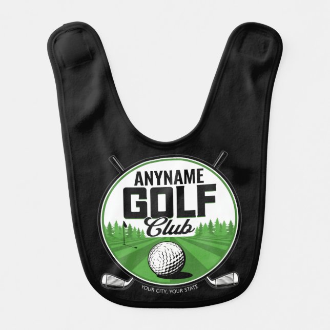Personalized NAME Golfing Pro Golf Club Player  Baby Bib (Front)