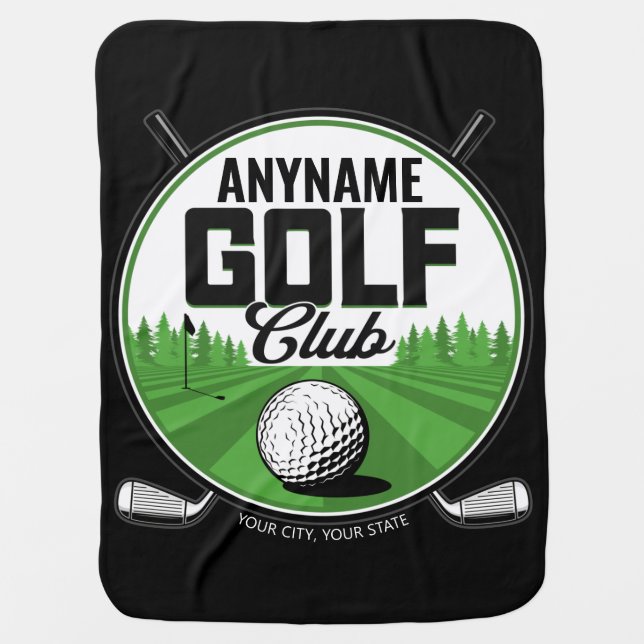 Personalized NAME Golfing Pro Golf Club Player Baby Blanket (Front)