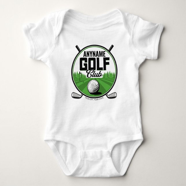Personalized NAME Golfing Pro Golf Club Player  Baby Bodysuit (Front)