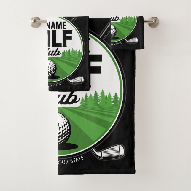 Personalized NAME Golfing Pro Golf Club Player   Bath Towel Set (Insitu)