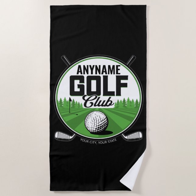Personalized NAME Golfing Pro Golf Club Player  Beach Towel (Front)