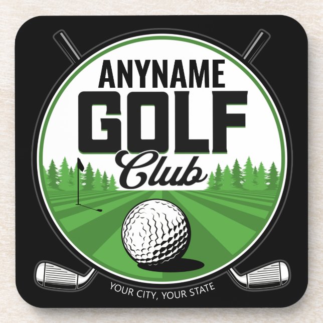 Personalized NAME Golfing Pro Golf Club Player Beverage Coaster (Front)