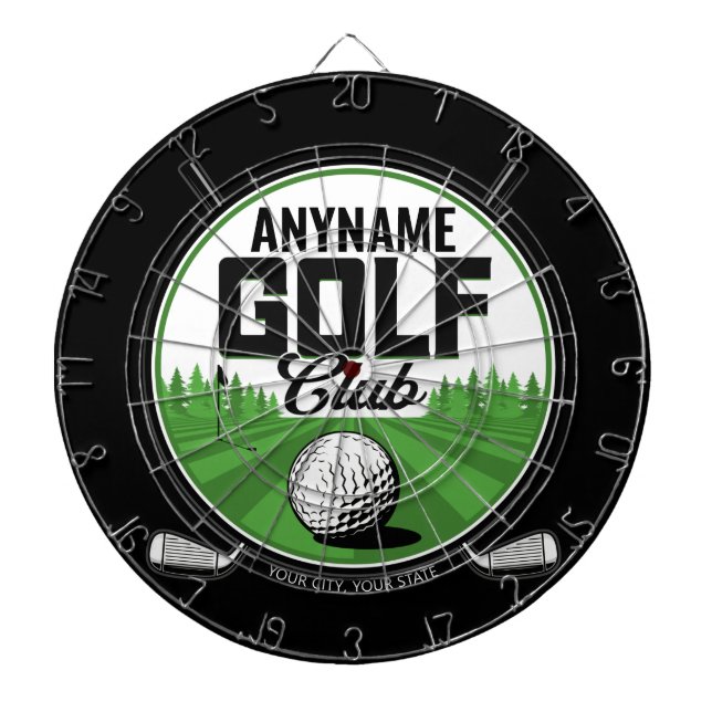 Personalized NAME Golfing Pro Golf Club Player   Dart Board (Front)