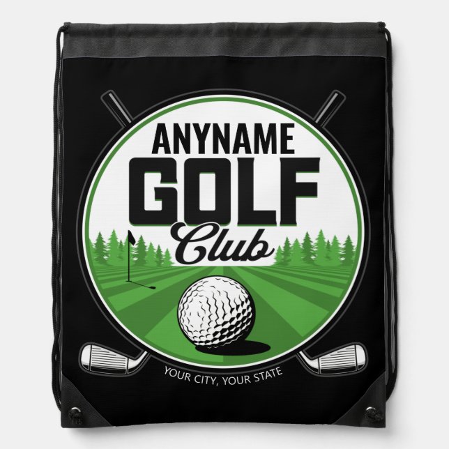 Personalized NAME Golfing Pro Golf Club Player Drawstring Bag (Front)