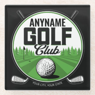 Personalized NAME Golfing Pro Golf Club Player Glass Coaster
