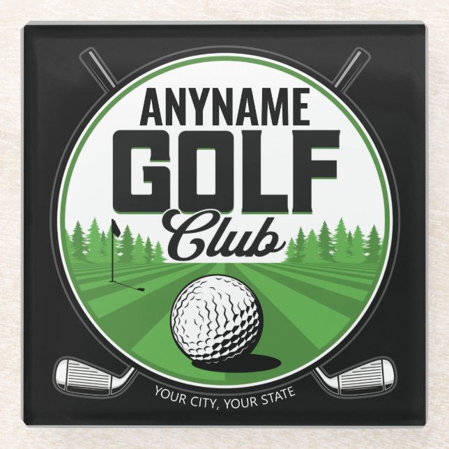 Personalized NAME Golfing Pro Golf Club Player  Glass Coaster (Front)