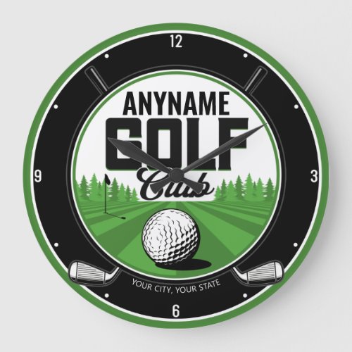 Personalized NAME Golfing Pro Golf Club Player Large Clock