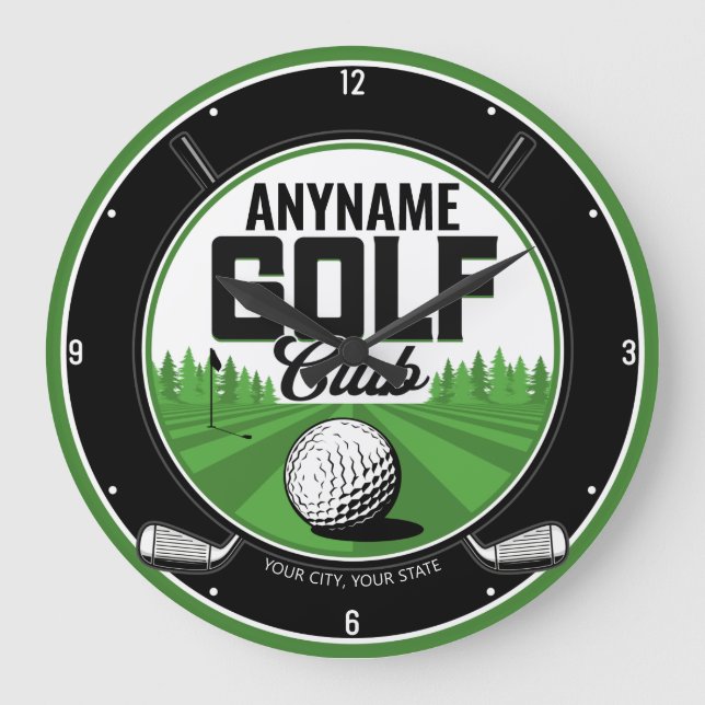 Personalized NAME Golfing Pro Golf Club Player Large Clock (Front)