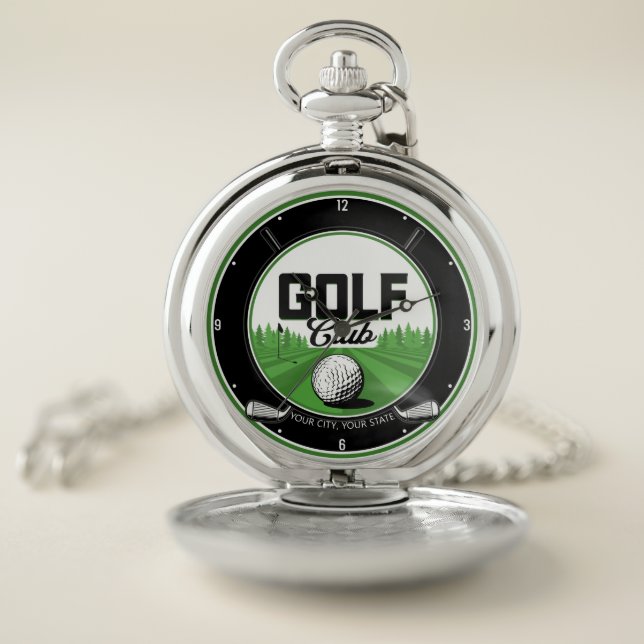 Personalized NAME Golfing Pro Golf Club Player  Pocket Watch (Inside)