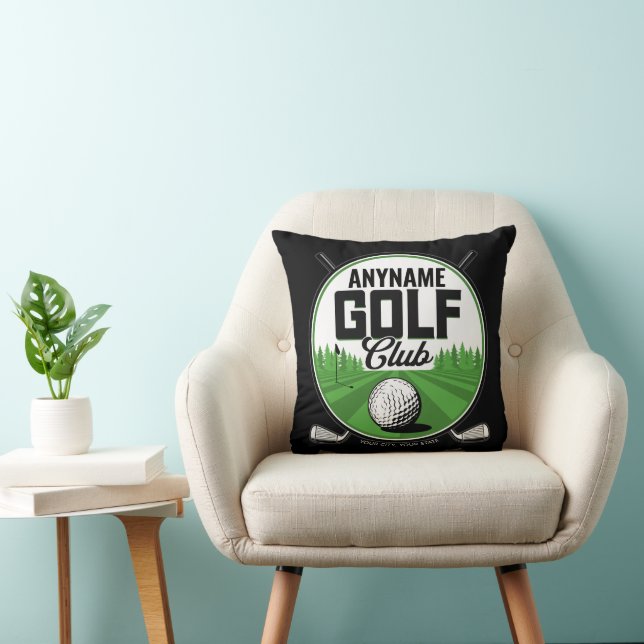 Personalized NAME Golfing Pro Golf Club Player  Throw Pillow (Chair)
