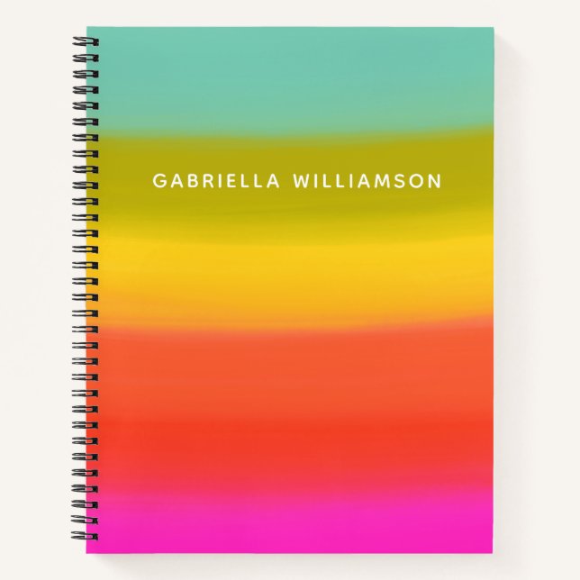 Personalized Name Gradient Rainbow Colorful Bold Notebook (Front)