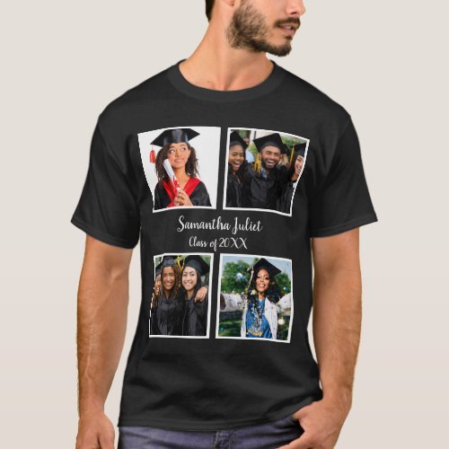 Personalized Name Graduate 4 Photo Collage T_Shirt