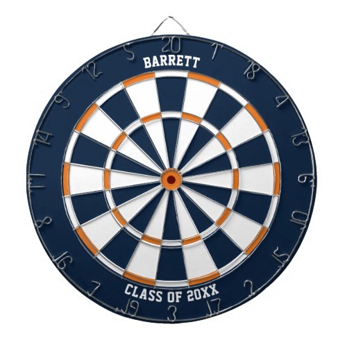 Personalized Name Graduation Gift  Blue  Orange Dart Board