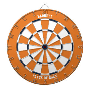 Personalized Name Graduation Gift Orange & Blue Dart Board