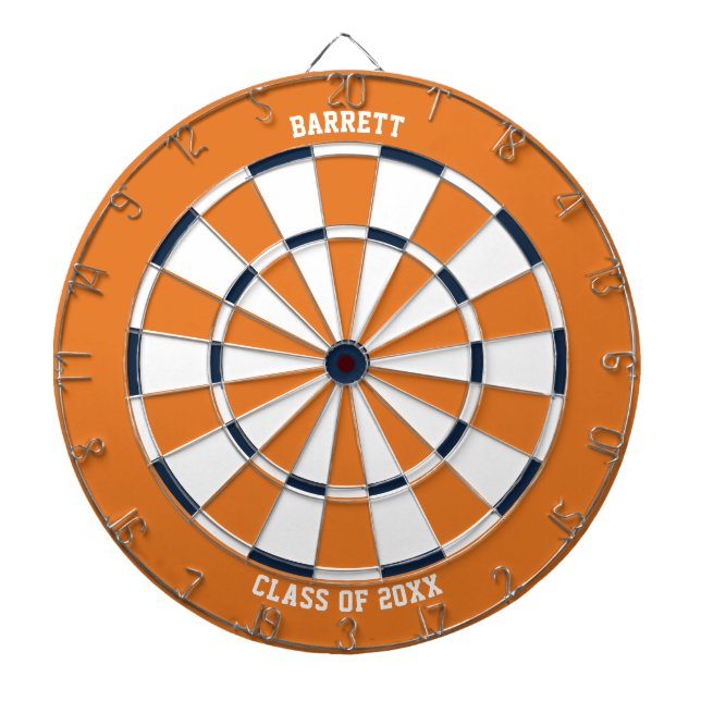 Personalized Name Graduation Gift | Orange & Blue Dart Board (Front)